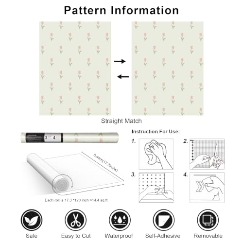 Wallpaper Peel and Stick Vintage Floral Contact Paper Removable Self Adheisve Wall Paper Renter Friendly for Cabinets Wall DIY Decor