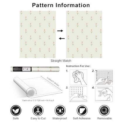 Wallpaper Peel and Stick Vintage Floral Contact Paper Removable Self Adheisve Wall Paper Renter Friendly for Cabinets Wall DIY Decor
