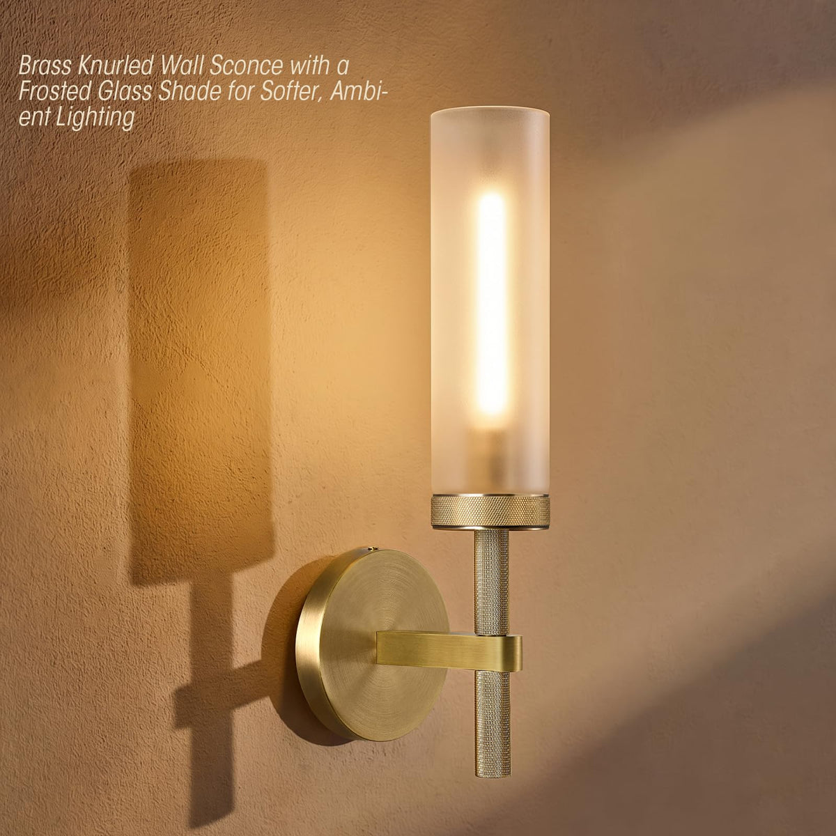 15" Knurled Brass Bathroom Wall Sconces (Brass-1PC)