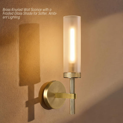15" Knurled Brass Bathroom Wall Sconces (Brass-1PC)