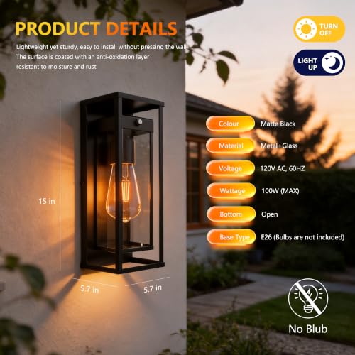 15 Inch Dawn to Dusk Sensor Outdoor Light Fixture Waterproof Porch Lights Outdoor Anti