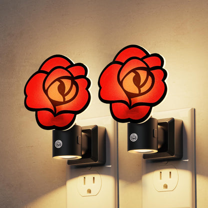 Night Lights Plug into Wall (Red Gothic Rose / 2 Pack)