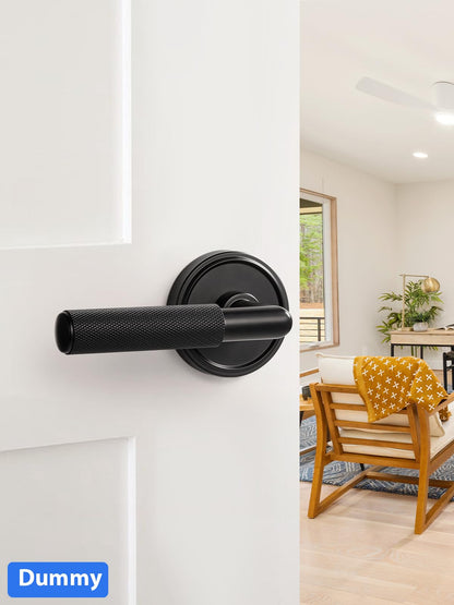Knurled Door Lever Black Double Dummy Door Handle (Black)