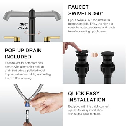 Widespread Bathroom Faucet with Sprayer