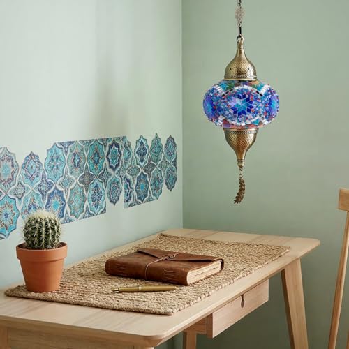 Turkish Moroccan Mosaic Pendant Light (Blue1)