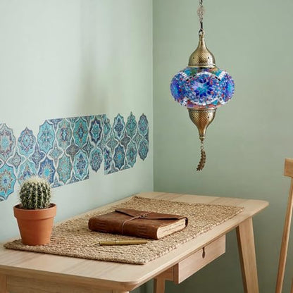 Turkish Moroccan Mosaic Pendant Light (Blue1)