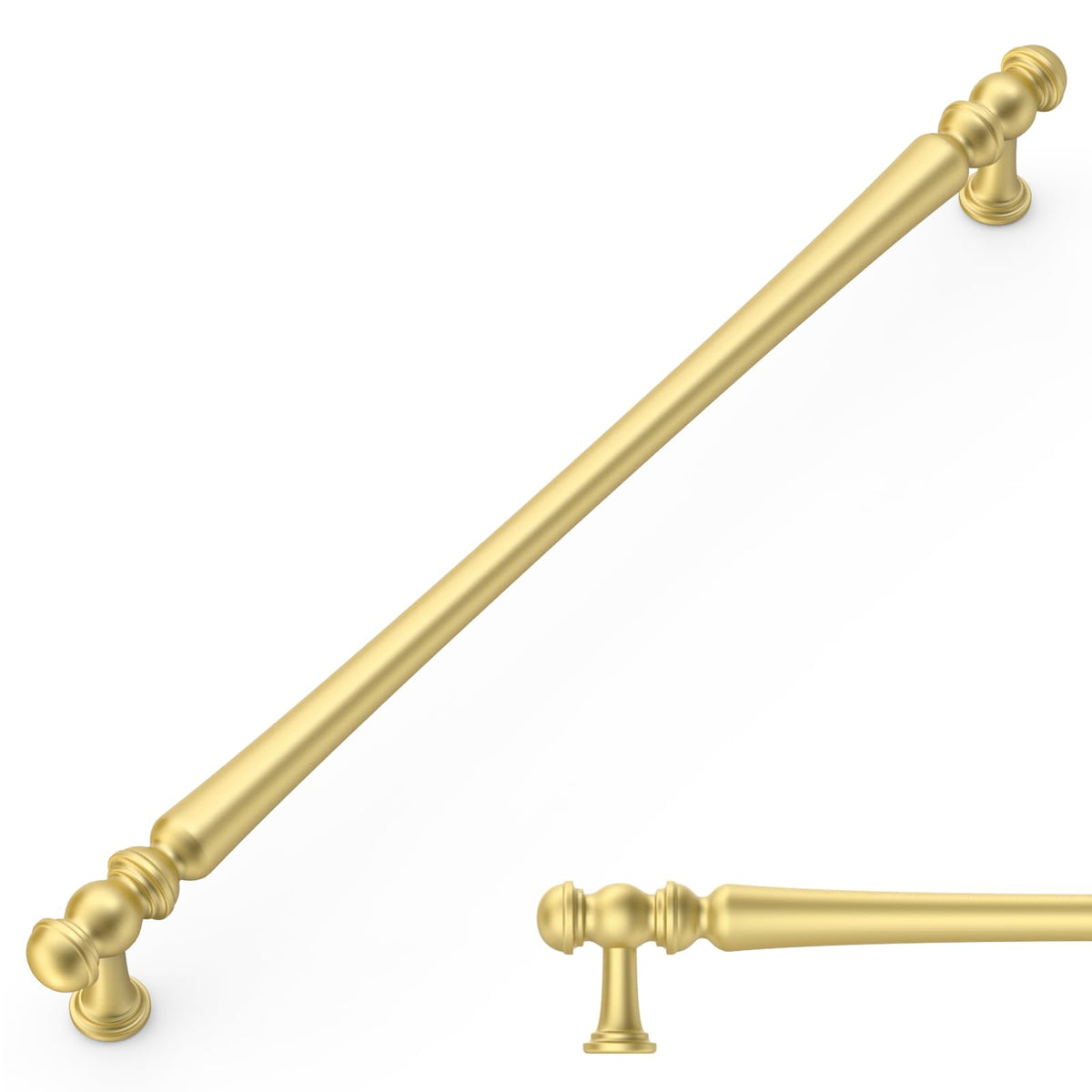 10 Pack Heavy Duty Solid Zinc Alloy Brushed Gold Cabinet Pulls (Brushed Gold / 10"/254MM Hole Center)
