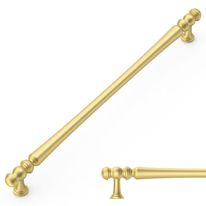 10 Pack Heavy Duty Solid Zinc Alloy Brushed Gold Cabinet Pulls (Brushed Gold / 10"/254MM Hole Center)