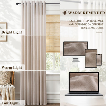 Oatmeal Grommet Linen Curtains 120 Inches Long for Living Room (Oatmeal / 52"W x 120"L (Pack of 2))