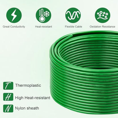 THHN Wire 14 Gauge 15FT (14 Gauge 15FT / Green)