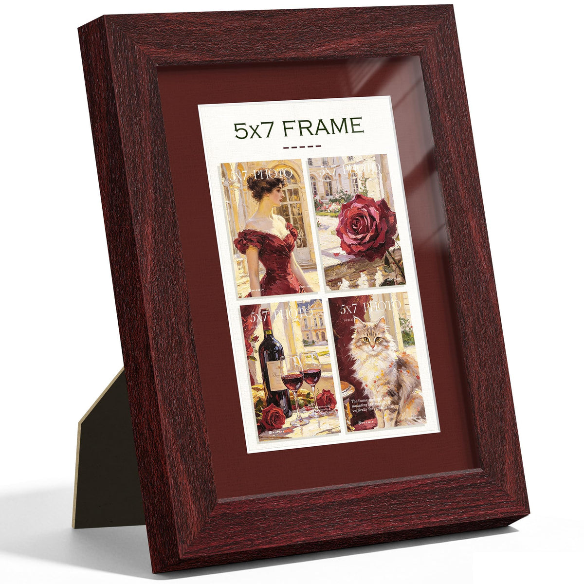 5x7 Red Wood Grain Picture Frame (Red Frame Red Mat / 5x7)