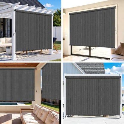 Outdoor Roller Shades for Patio (Grey / 60"W x 96"H)