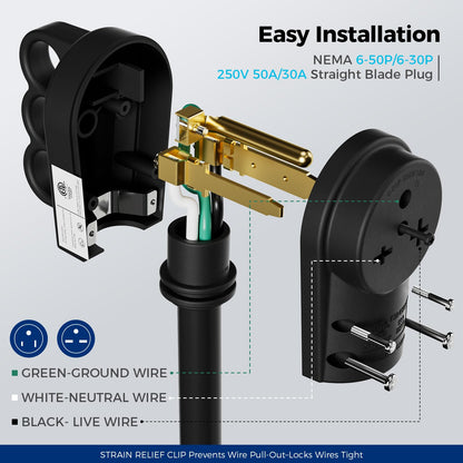 2 Set ETL Listed NEMA 6 (Black)