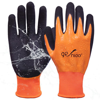 Waterproof Work Gloves for Men Women Double Nitrile Coated Gloves with Non