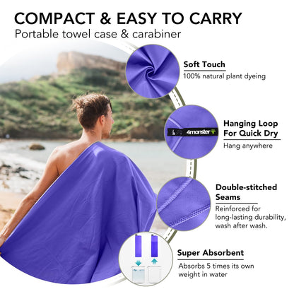 Quick Dry Microfiber Towel (Purple / 20.00" x 12.00")