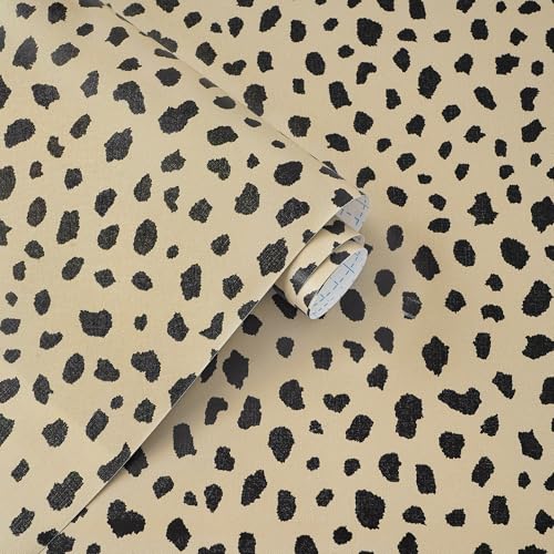 YT-XZ-04-Polka Dot Peel and Stick Wallpaper Black Pink Green Lepard Print