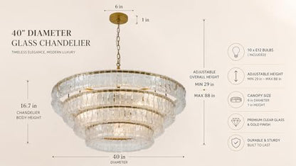 4 Tier 40 Inch Clear Crystal Glass Chandeliers (4-Tier 40 Inch)