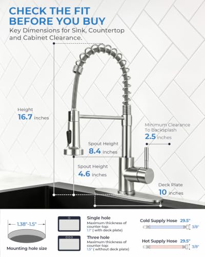 Kitchen Faucet with Pull Down Sprayer (Brushed Nickel)