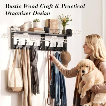 Coat Rack Wall Mount with Shelf