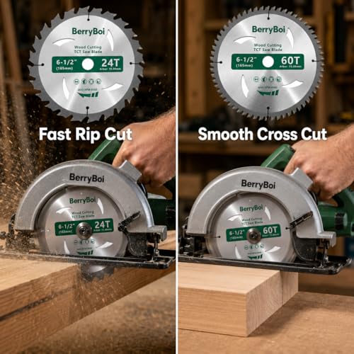 6-1/2" 5-1/2" TCT Circular Saw Blade Set, 24T & 60T,24T & 48T 2 Pack