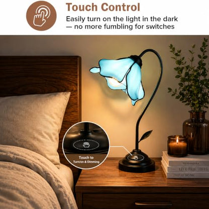 Table Lamp Handmade Flower Stained Glass Bedside Lamp
