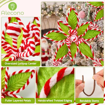 12 PCS Green Candy Cane Poinsettia (Green Whimsy)