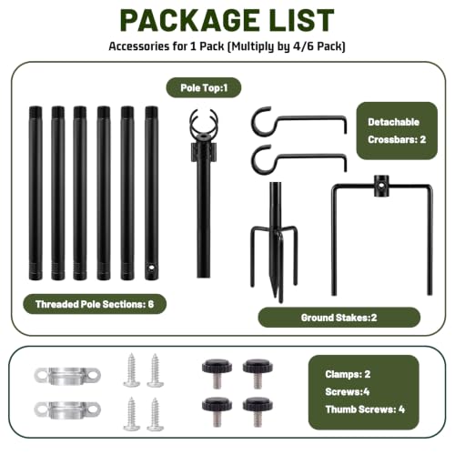 Outdoor String Light Poles 10 ft with Detachable Side Crossbars