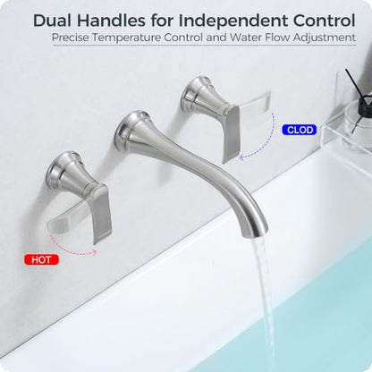 Brushed Nickel Wall Mount Tub Filler (Brushed Nickel - Traditional)