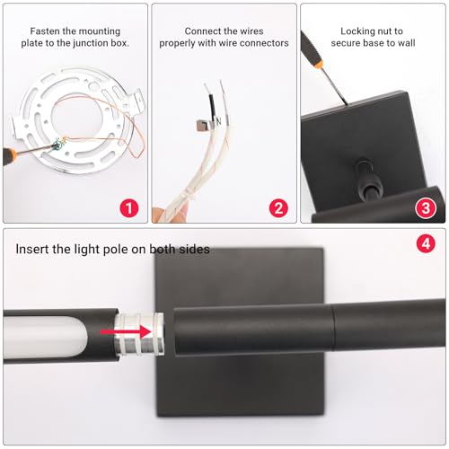 Hardwired Black Vanity Light Fixtures for Bathroom