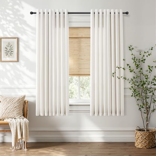 Natural Grommet Linen Curtains 64 Inches Long for Living Room (Natural / 52"W x 64"L (Pack of 2))