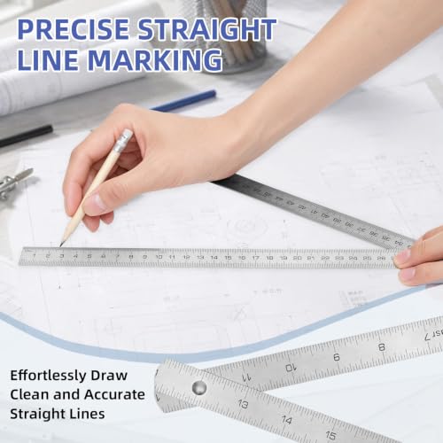 Steel Folding Ruler Measuring Tool 24" with Inch & Metric Marks