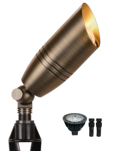 Large Brass Outdoor Landscape Spotlight with 5W 2700K MR16 Bulb