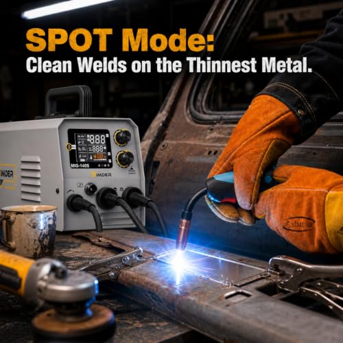 SSimder MIG Welder 110V 220V Dual Voltage MIG Welding Machine Multiprocess Welder for Home DIY