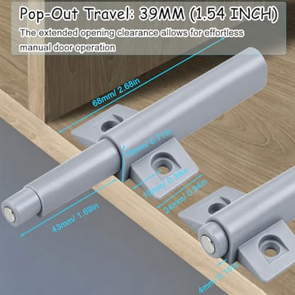 Push to Open Door Latch Cabinet Hardware CBRIVE Magnetic Push Latch & Lock for Hidden Framed & Frameless Kitchen Door Magnet Touch Release Drawer Opener Strong Spring Slim