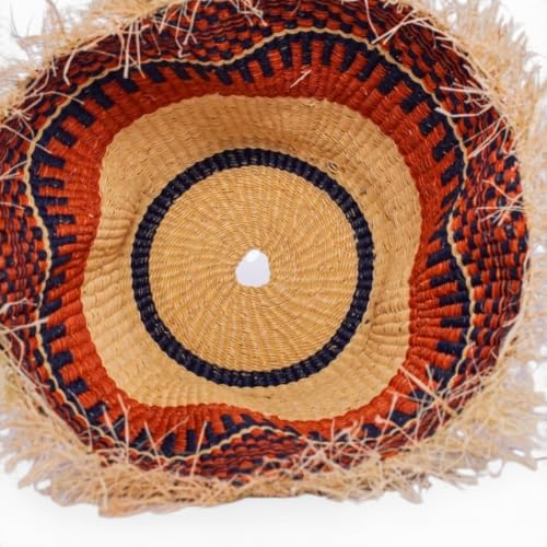 10in Boho Handwoven Pendant Light Shade with Raffia Fringe Ceiling Decor