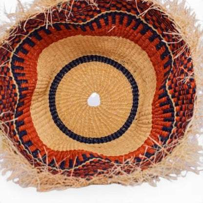 10in Boho Handwoven Pendant Light Shade with Raffia Fringe Ceiling Decor