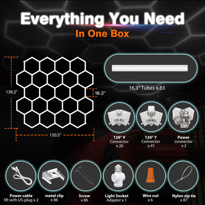 Dimmable Hexagon Garage Lights (22 HEX+NoBorder)