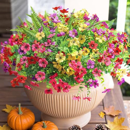 Artificial Flowers Daisy with Eucalyptus Leaves for Outdoor Indoor Garden Home Decoration 12 Bundles
