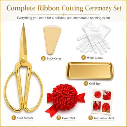 Grand Opening Ribbon Cutting Kit with Gold Stainless Steel Scissors