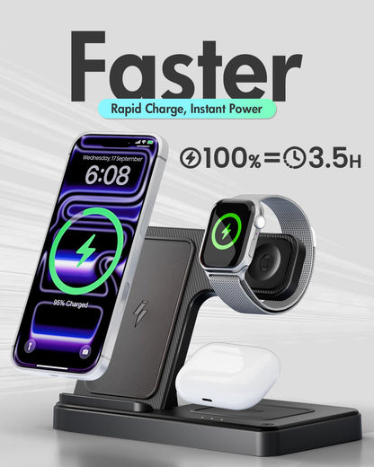 Wireless Charger iPhone Charging Station for Apple Multiple Devices (Black)