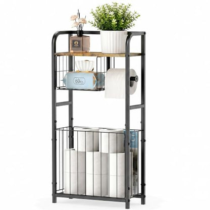 Freestanding Toilet Paper Holder Stand with Storage