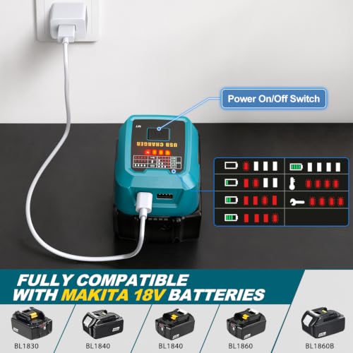 100W PD3.1 USB C Battery Charger Compatible with 18V Battery