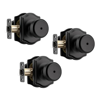 Black Door Knobs with Camelot Trim