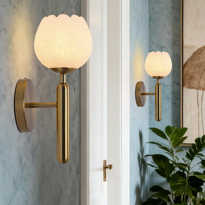 12.6in Alabaster Wall Sconces (Gold-12.6in-1 Pack)