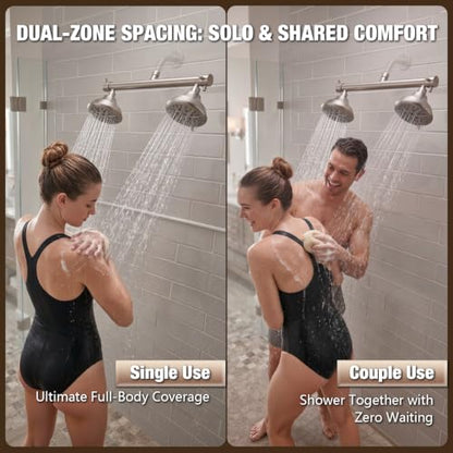 16" Wide Dual Shower Head for Two People