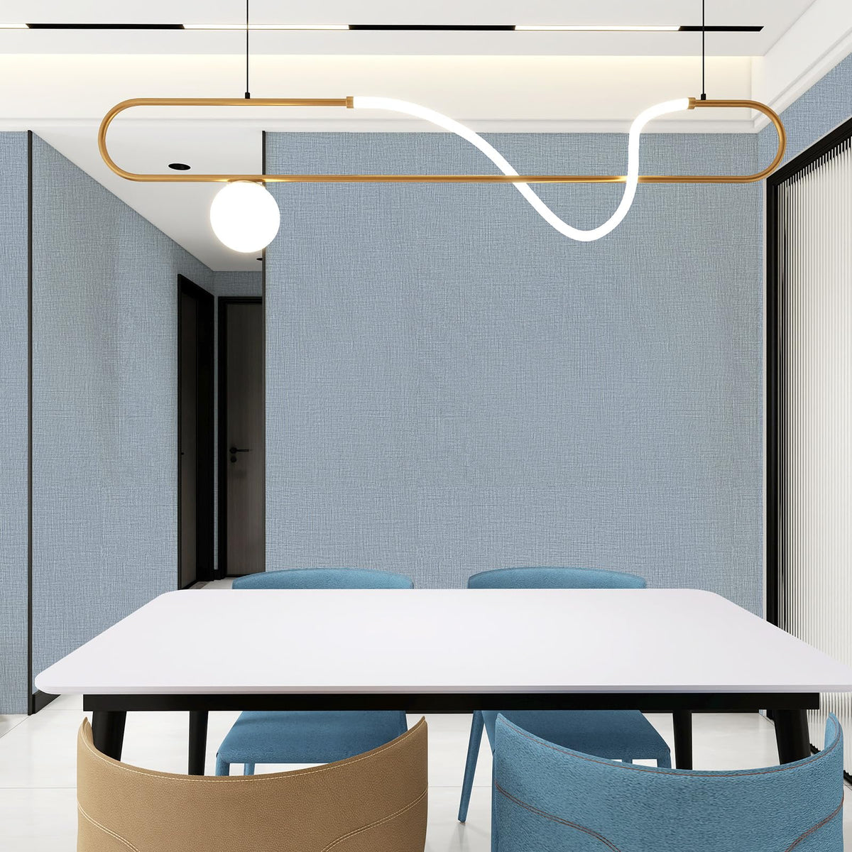 Blue Grasscloth Peel and Stick Wallpaper 15.7"x120" (Blue / 15.7" x 120")