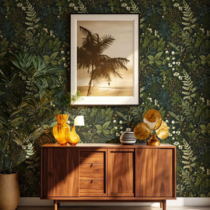 Dark Floral Peel and Stick Wallpaper for Bathroom 16.9inx196.8in (Dark / 16.9" x 196.8")