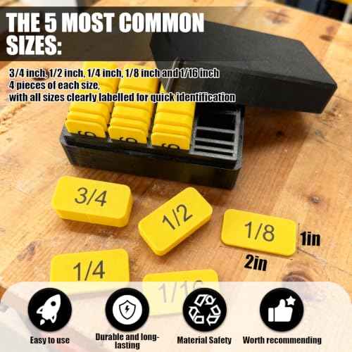 20Pcs Premium Woodworking Setup Blocks Set with Storage Case