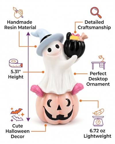 Halloween Ghost Pumpkin Figurine (Ghost on Pumpkin)