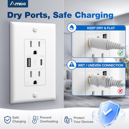 USB Outlet, 2-Port 21W Wall Outlets